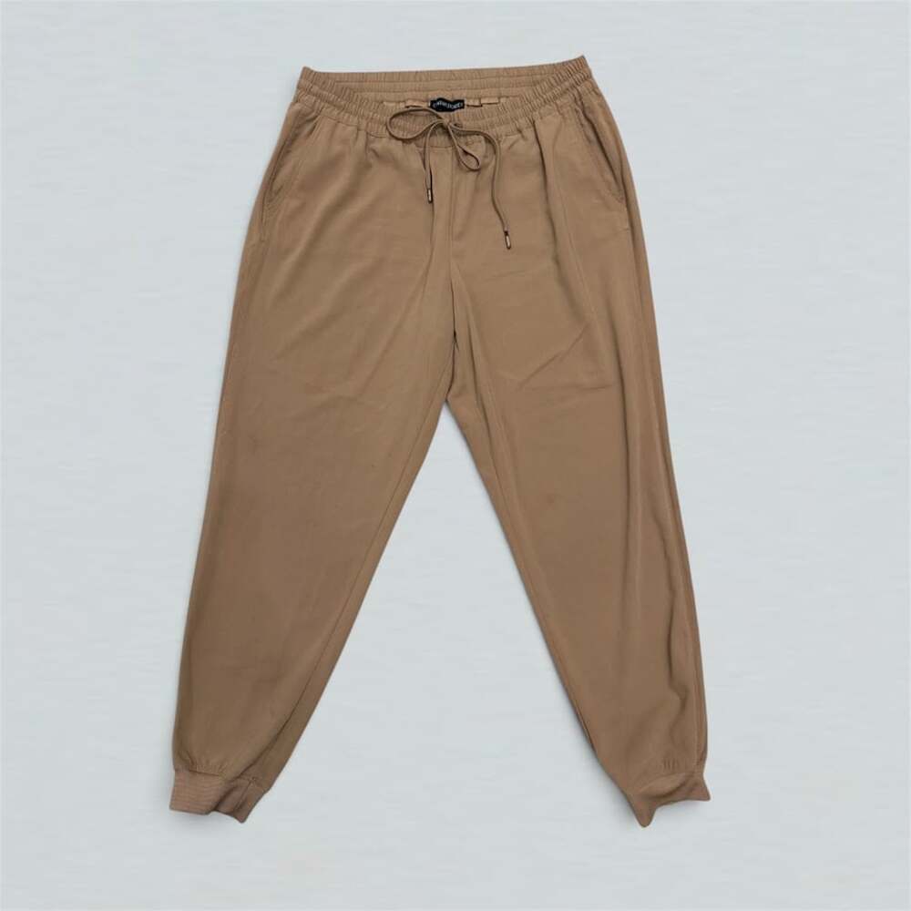 Tan Pull On Jogger Pants Elastic Drawstring Waist Pockets Women’s Size 12
